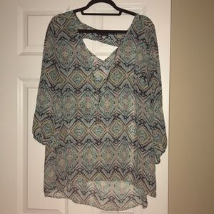 Pastel key hole back blouse